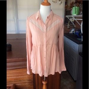 Free People Pedal Pink Button Down Top NWT Small